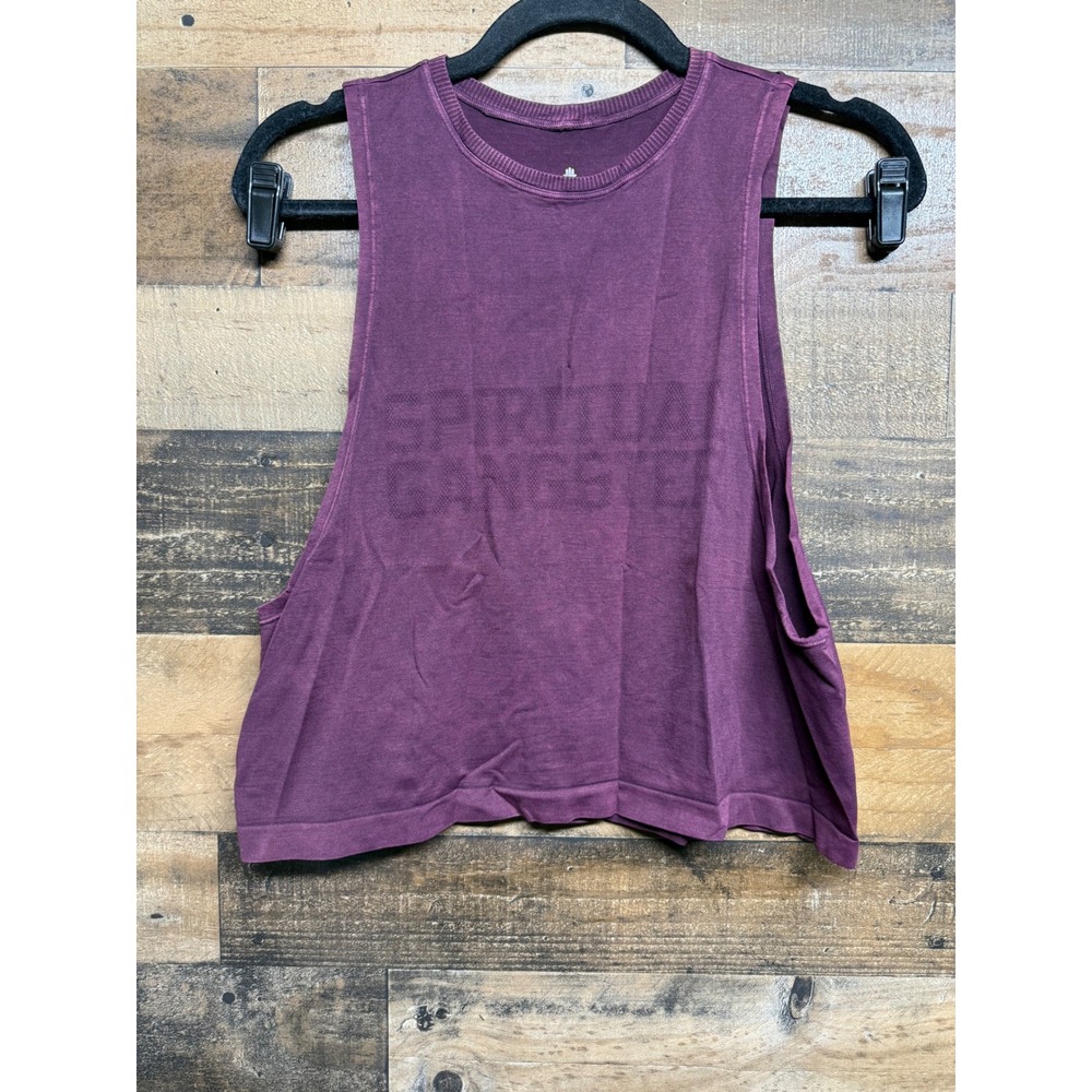 Spiritual Gangster Muscle Tank Top Purple Seamless Crop Yoga Gym Womens‎ XS S